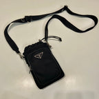 PRADA PHONE BAG 18 IN BLACK RE-NYLON