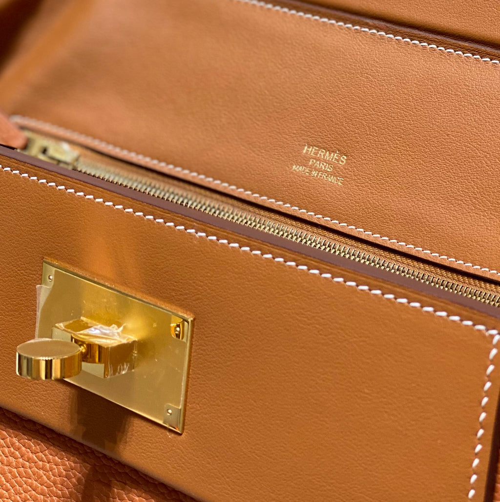 MINI 24/24 29CM IN ORANGE MINIMUM EVERCOLOR CALFSKIN GOLD KELLY BUCKLE