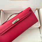 KELLY CUT 31 IN CHERRY RED CALFSKIN WITH SILVER HARDWARE