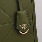 PRADA LARGE 39 TOTE IN OLIVE GREEN CALFSKIN GOLD HARDWARE
