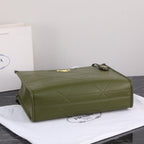 PRADA LARGE 39 TOTE IN OLIVE GREEN CALFSKIN GOLD HARDWARE