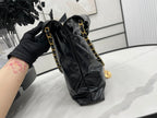 CHANEL LARGE 42 HANDBAG IN BLACK CALFSKIN GOLD HARDWARE