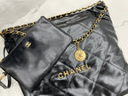 CHANEL LARGE 42 HANDBAG IN BLACK CALFSKIN GOLD HARDWARE