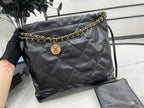 CHANEL LARGE 42 HANDBAG IN BLACK CALFSKIN GOLD HARDWARE