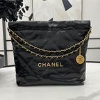 CHANEL MEDIUM 37 HANDBAG IN BLACK CALFSKIN GOLD HARDWARE