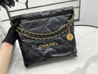 CHANEL MEDIUM 37 HANDBAG IN BLACK CALFSKIN GOLD HARDWARE