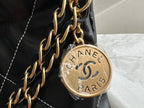 CHANEL MEDIUM 37 HANDBAG IN BLACK SHINY CALFSKIN GOLD HARDWARE
