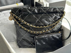 CHANEL MEDIUM 37 HANDBAG IN BLACK SHINY CALFSKIN GOLD HARDWARE