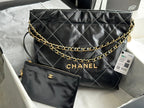 CHANEL MEDIUM 37 HANDBAG IN BLACK SHINY CALFSKIN GOLD HARDWARE