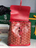 ALPIN MINI BACKPACK 21 IN CLASSIC RED LAMBSKIN AND GOYARDINE CANVAS