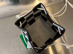 SMALL CASSETTE BUCKET 18 IN WHITE MIX BLACK CALFSKIN