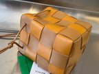 SMALL CASSETTE BUCKET 18 IN BROWN MIX ORANGE CALFSKIN