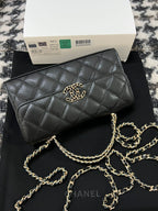 CHANEL KELLY 18 BAG IN BLACK CALFSKIN WITH GOLD HARDWARE