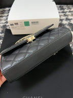 CHANEL KELLY 18 BAG IN BLACK CALFSKIN WITH GOLD HARDWARE