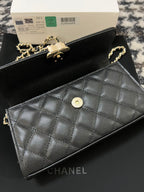 CHANEL KELLY 18 BAG IN BLACK CALFSKIN WITH GOLD HARDWARE