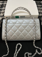 CHANEL KELLY 18 BAG IN SILVER CALFSKIN WITH STRAP