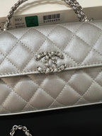 CHANEL KELLY 18 BAG IN SILVER CALFSKIN WITH STRAP