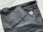 CHANEL LARGE 42 HANDBAG IN BLACK CALFSKIN SILVER HARDWARE