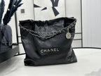 CHANEL LARGE 42 HANDBAG IN BLACK CALFSKIN SILVER HARDWARE