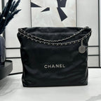 CHANEL LARGE 42 HANDBAG IN BLACK CALFSKIN SILVER HARDWARE