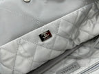 CHANEL LARGE 42 HANDBAG IN GREY CALFSKIN SILVER HARDWARE