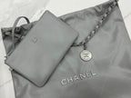CHANEL LARGE 42 HANDBAG IN GREY CALFSKIN SILVER HARDWARE
