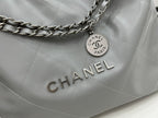 CHANEL LARGE 42 HANDBAG IN GREY CALFSKIN SILVER HARDWARE