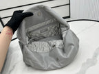 CHANEL LARGE 42 HANDBAG IN GREY CALFSKIN SILVER HARDWARE