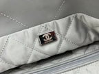CHANEL MEDIUM 37 HANDBAG IN GREY CALFSKIN SILVER HARDWARE