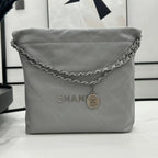 CHANEL MEDIUM 37 HANDBAG IN GREY CALFSKIN SILVER HARDWARE