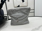 CHANEL MEDIUM 37 HANDBAG IN GREY CALFSKIN SILVER HARDWARE