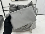 CHANEL MEDIUM 37 HANDBAG IN GREY CALFSKIN SILVER HARDWARE