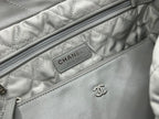 CHANEL MEDIUM 37 HANDBAG IN GREY CALFSKIN SILVER HARDWARE