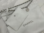 CHANEL LARGE 42 HANDBAG IN WHITE CALFSKIN SILVER HARDWARE