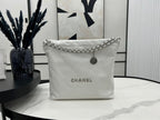 CHANEL LARGE 42 HANDBAG IN WHITE CALFSKIN SILVER HARDWARE