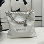 CHANEL LARGE 42 HANDBAG IN WHITE CALFSKIN SILVER HARDWARE