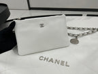 CHANEL LARGE 42 HANDBAG IN WHITE CALFSKIN SILVER HARDWARE