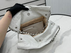 CHANEL MEDIUM 37 HANDBAG IN WHITE CALFSKIN SILVER HARDWARE