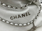CHANEL MEDIUM 37 HANDBAG IN WHITE CALFSKIN SILVER HARDWARE
