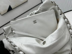 CHANEL MEDIUM 37 HANDBAG IN WHITE CALFSKIN SILVER HARDWARE