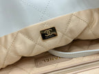 CHANEL LARGE 42 HANDBAG IN WHITE CALFSKIN GOLD HARDWARE