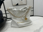 CHANEL LARGE 42 HANDBAG IN WHITE CALFSKIN GOLD HARDWARE