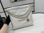 CHANEL MEDIUM 37 HANDBAG IN WHITE CALFSKIN GOLD HARDWARE