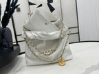 CHANEL MEDIUM 37 HANDBAG IN WHITE CALFSKIN GOLD HARDWARE