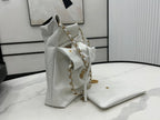 CHANEL MEDIUM 37 HANDBAG IN WHITE CALFSKIN GOLD HARDWARE