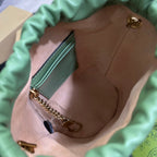 GG MARMONT 17 BUCKET BAG IN LIGHT GREEN CALFSKIN