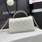 CHANEL 23P Flap Bag 19cm White Caviar Gold Hardware