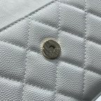 CHANEL 23P Flap Bag 19cm White Caviar Gold Hardware