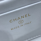 CHANEL 23P Flap Bag 19cm White Caviar Gold Hardware