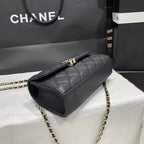 CHANEL 23P Flap Bag 19cm Black Caviar Gold Hardware